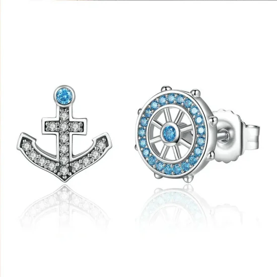 (image for) Pandora Style Silver Anchor Stud Earrings - SCE030