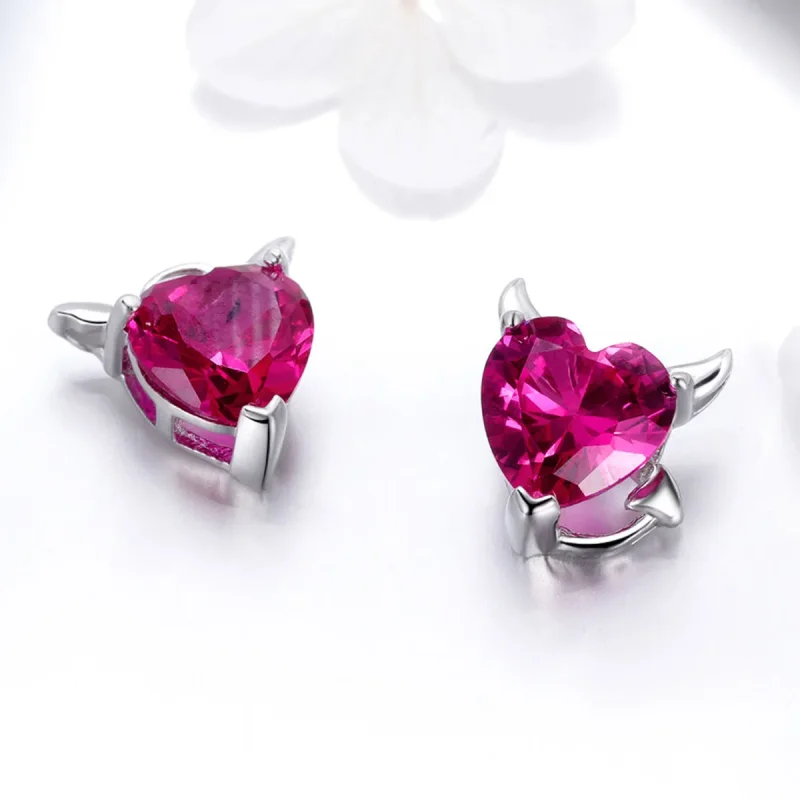 (image for) Pandora Style Silver Angel and Devil Stud Earrings - SCE414 - View 2