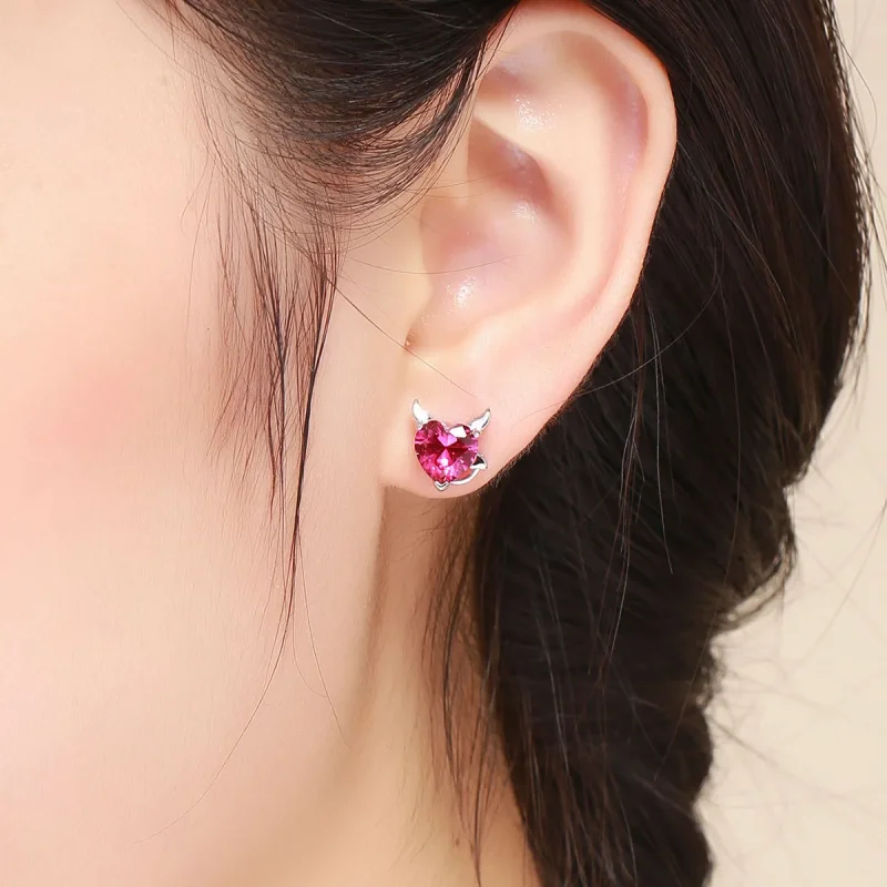 (image for) Pandora Style Silver Angel and Devil Stud Earrings - SCE414 - View 5