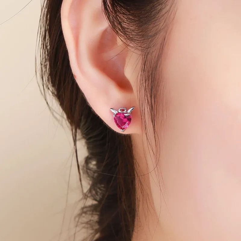(image for) Pandora Style Silver Angel and Devil Stud Earrings - SCE414 - View 6