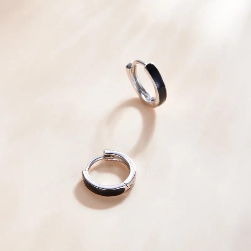 (image for) Pandora Style Silver Anti-Allergy Hoop Earrings - SCE1047 - View 4