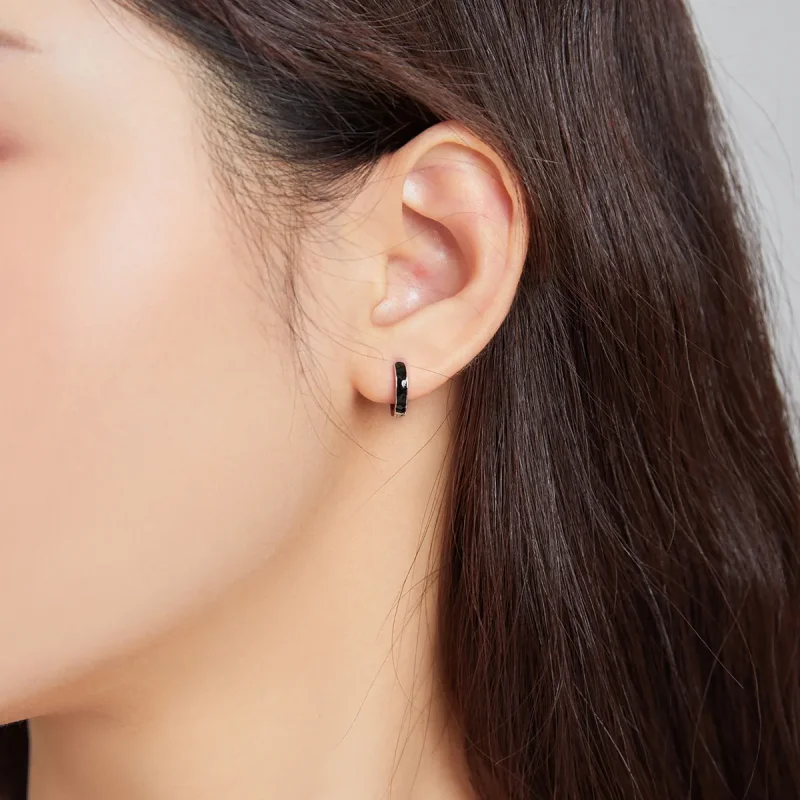 (image for) Pandora Style Silver Anti-Allergy Hoop Earrings - SCE1047 - View 5