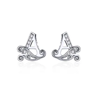 (image for) Pandora Style Silver Anti-Allergy Letter A Stud Earrings - SCE714