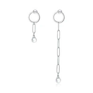 (image for) Pandora Style Silver Asymmetrical Beautiful Circle Dangle Earrings - SCE1012