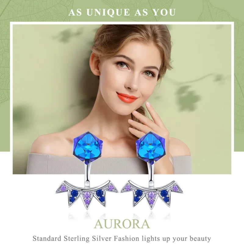 (image for) Pandora Style Silver Aurora Hanging Earrings - SCE544 - View 2