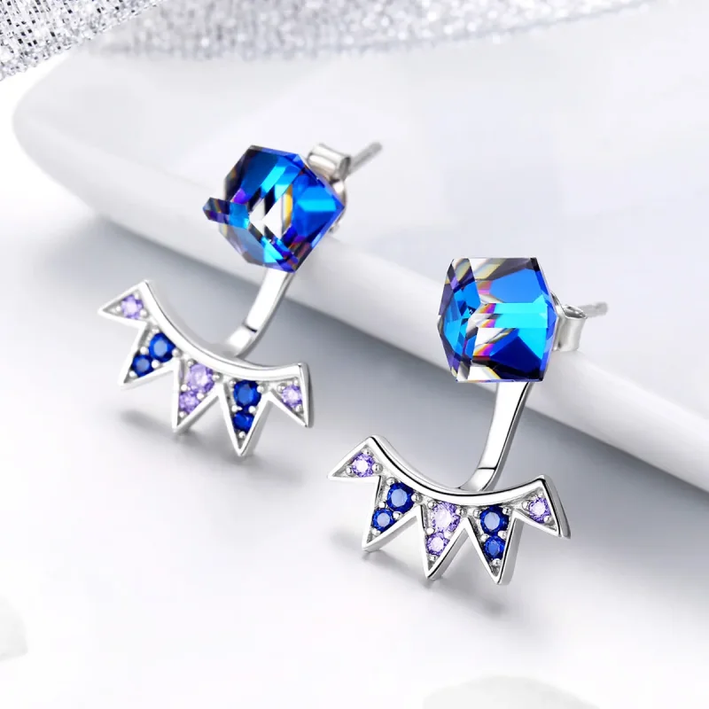 (image for) Pandora Style Silver Aurora Hanging Earrings - SCE544 - View 3