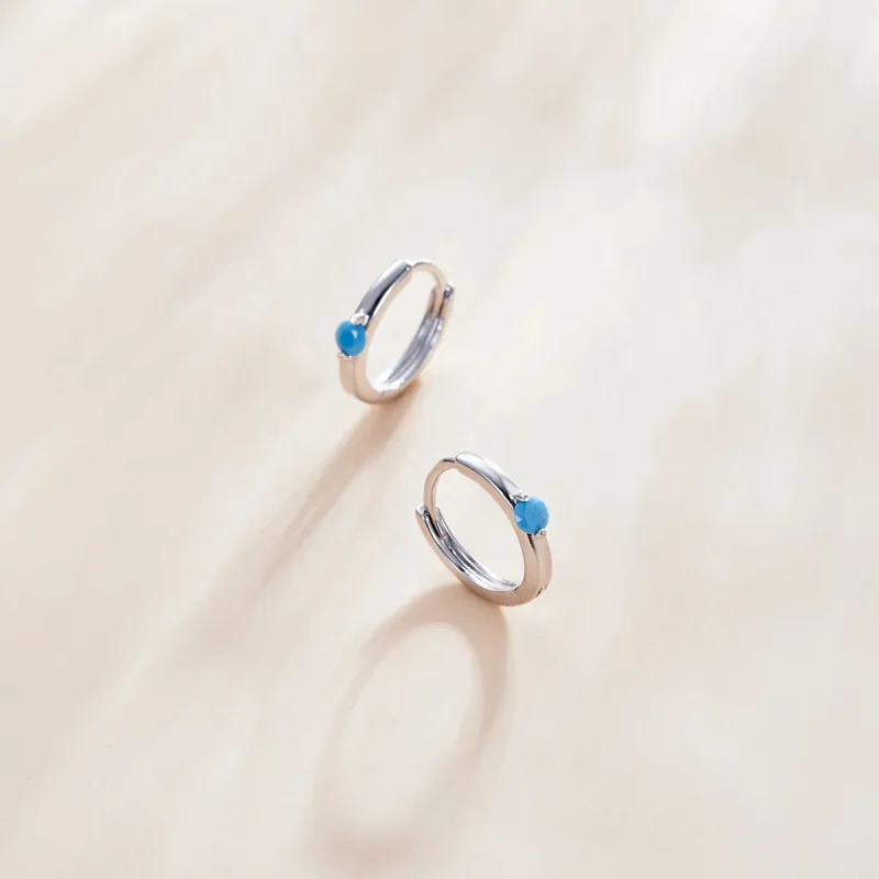(image for) Pandora Style Silver Ball Hoop Earrings - SCE1050-BU - View 2
