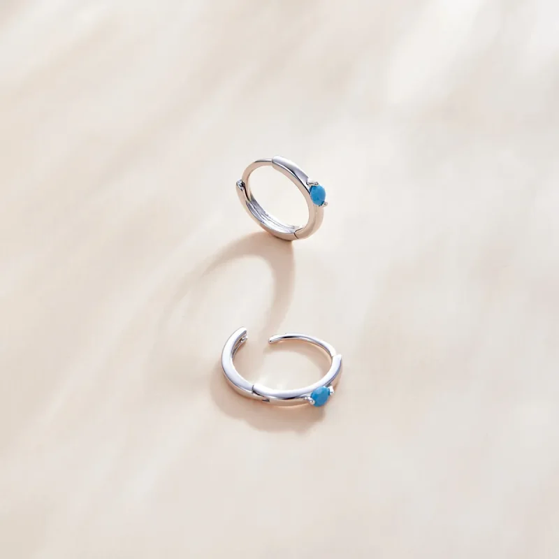 (image for) Pandora Style Silver Ball Hoop Earrings - SCE1050-BU - View 3