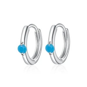 (image for) Pandora Style Silver Ball Hoop Earrings - SCE1050-BU