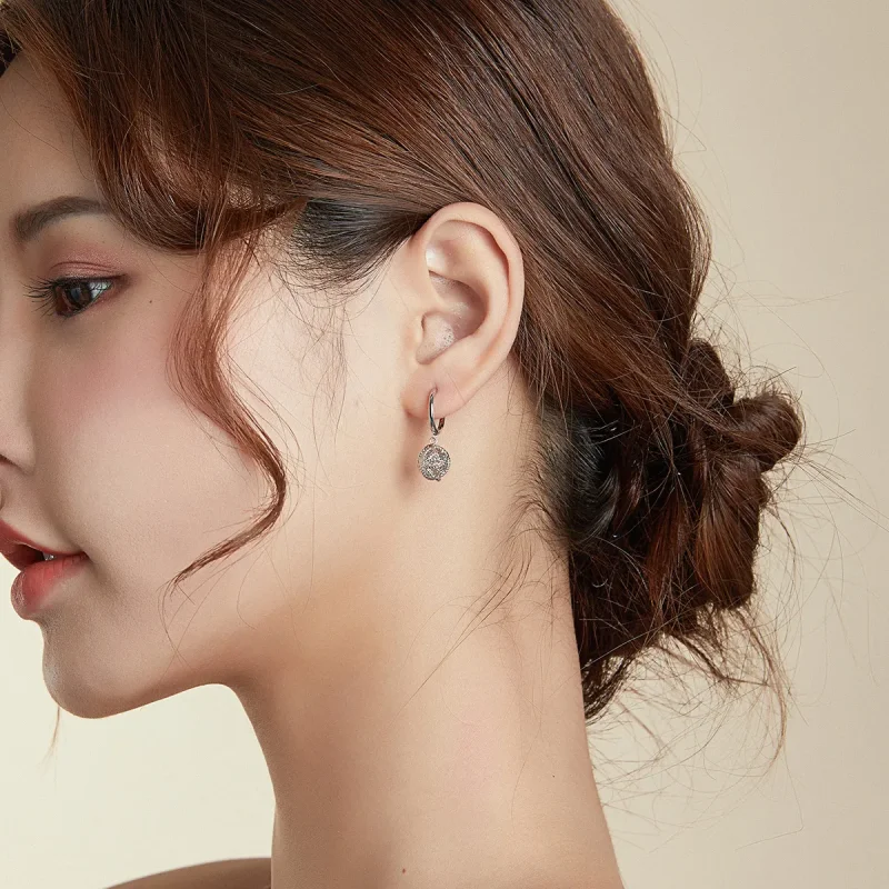 (image for) Pandora Style Silver Ball of Yarn Dangle Earrings - SCE981 - View 5