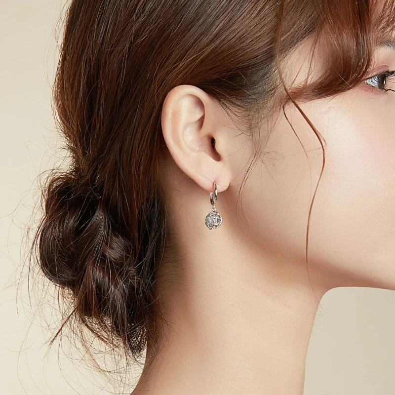 (image for) Pandora Style Silver Ball of Yarn Dangle Earrings - SCE981 - View 6
