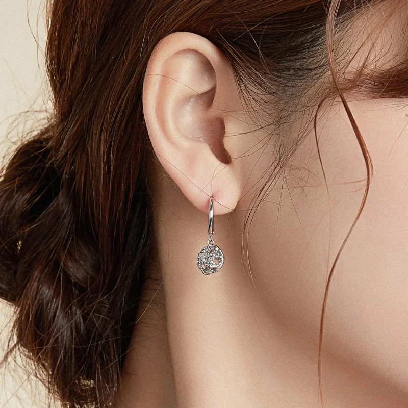 (image for) Pandora Style Silver Ball of Yarn Dangle Earrings - SCE981 - View 7