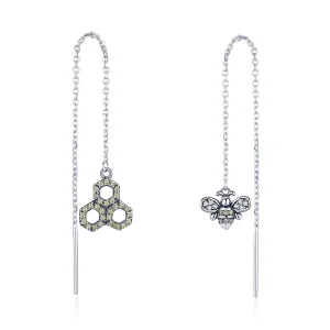 (image for) Pandora Style Silver Bee Honey Hanging Earrings - SCE484