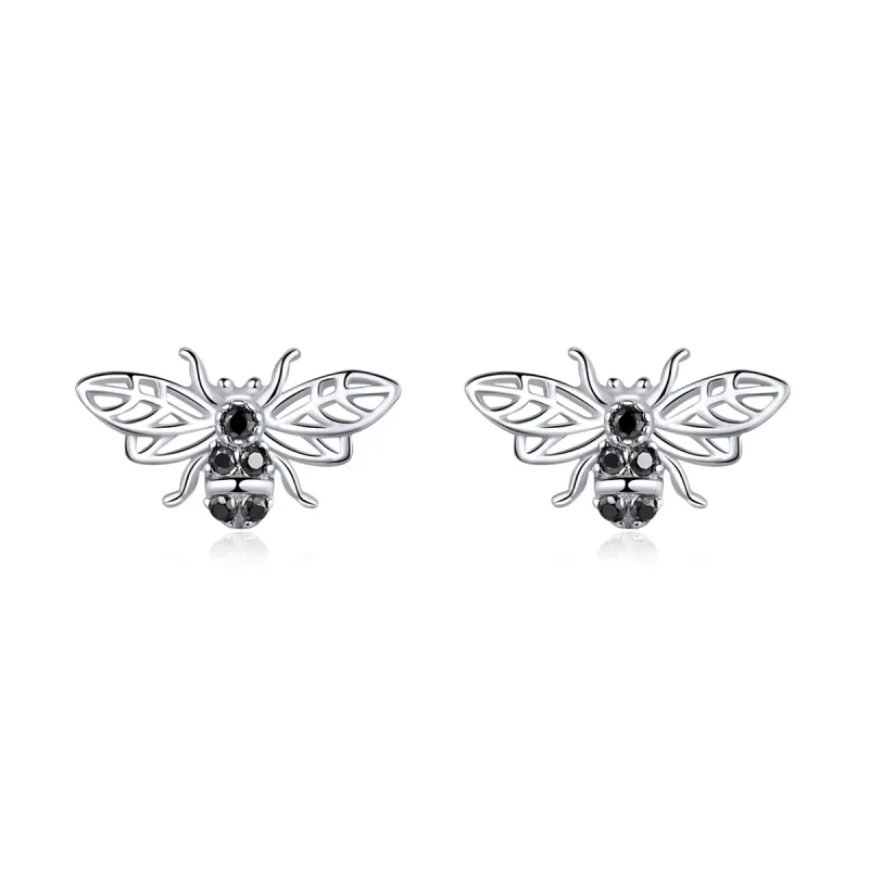(image for) Pandora Style Silver Bee Stud Earrings - SCE846