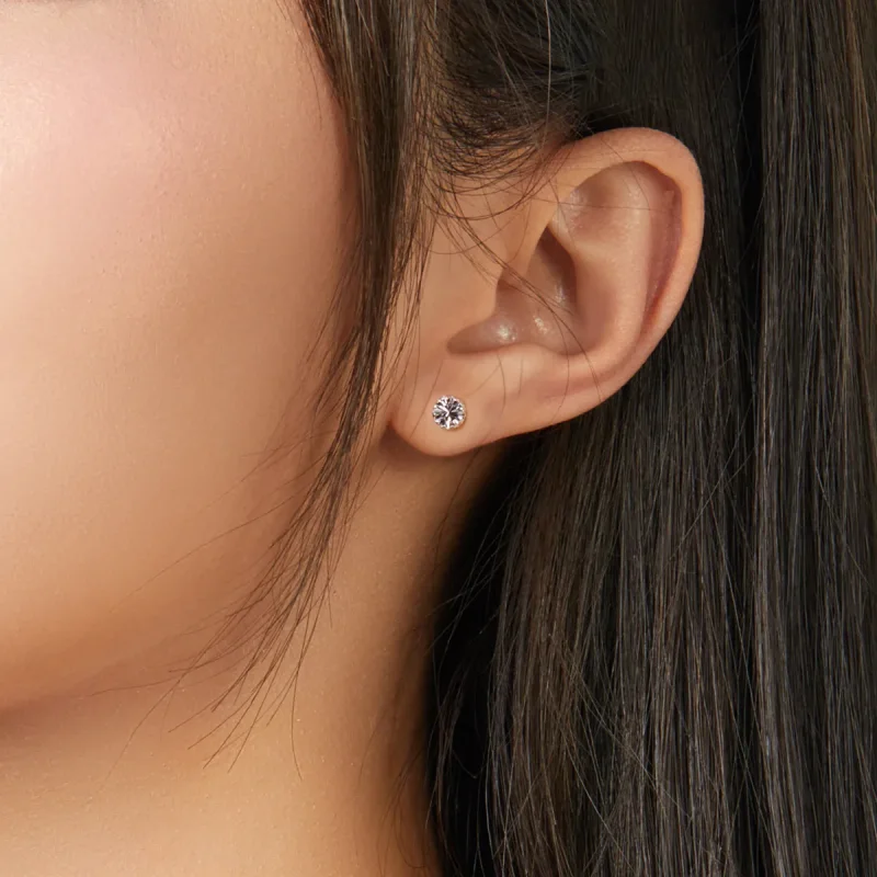 (image for) Pandora Style Silver Birthstone April Stud Earrings - SCE862-4 - View 2