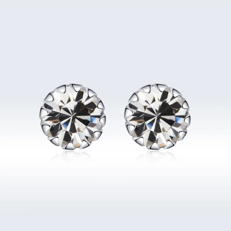 (image for) Pandora Style Silver Birthstone April Stud Earrings - SCE862-4 - View 3