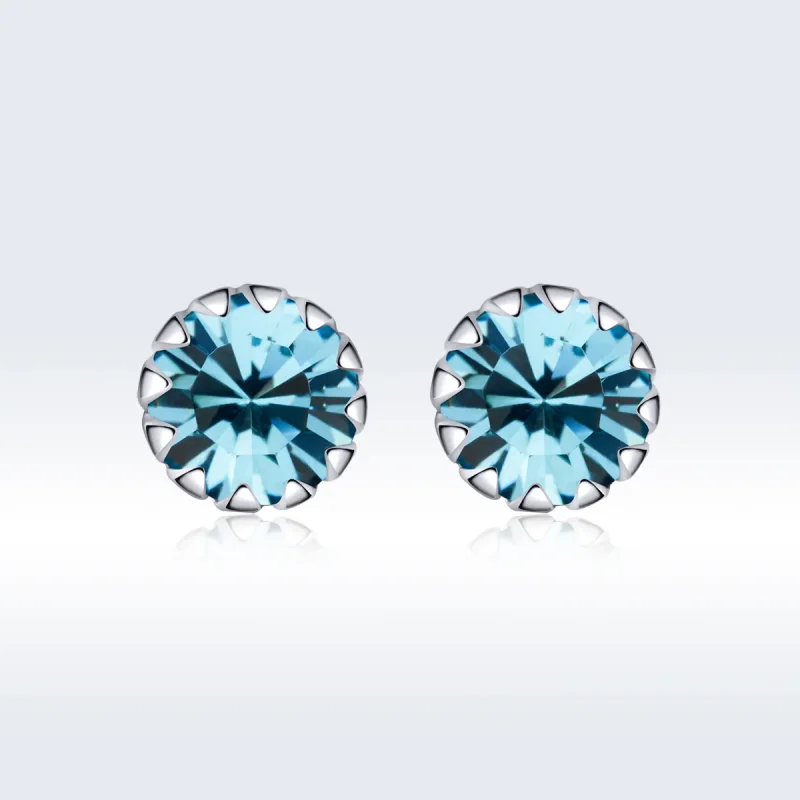 (image for) Pandora Style Silver Birthstone December Stud Earrings - SCE862-12 - View 3