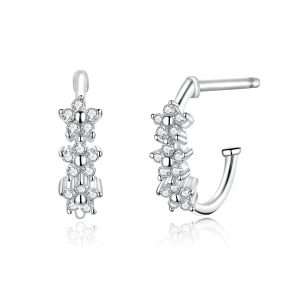(image for) Pandora Style Silver Blossom Hoop Earrings - SCE756