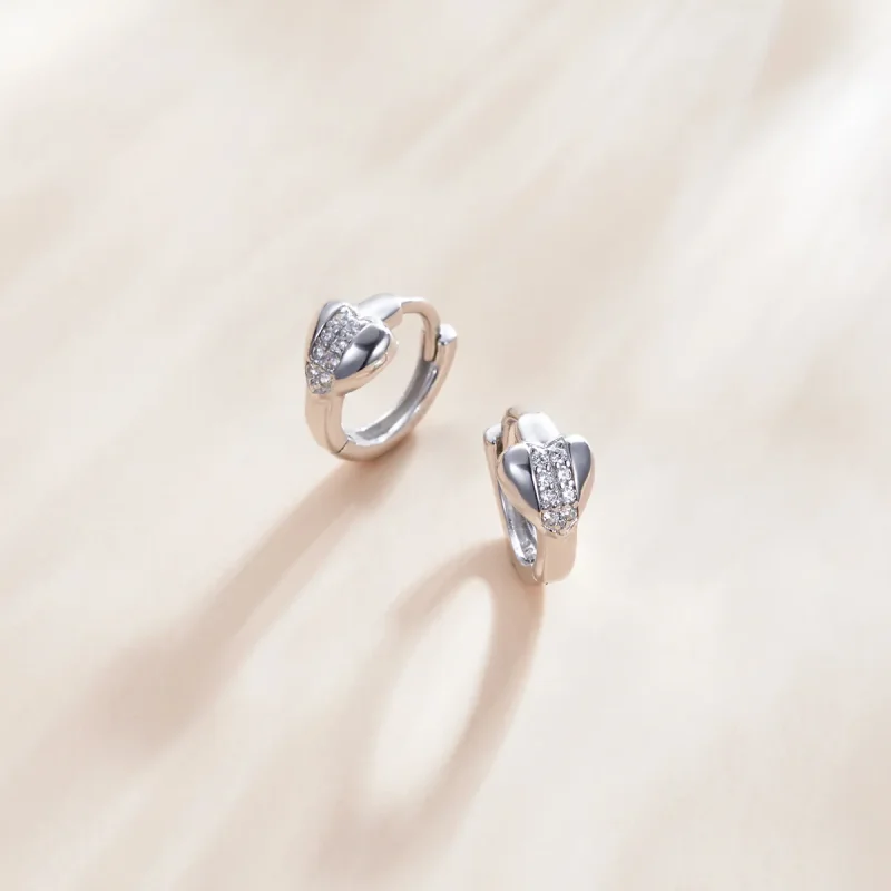 (image for) Pandora Style Silver Bright Love Hoop Earrings - SCE1109 - View 2