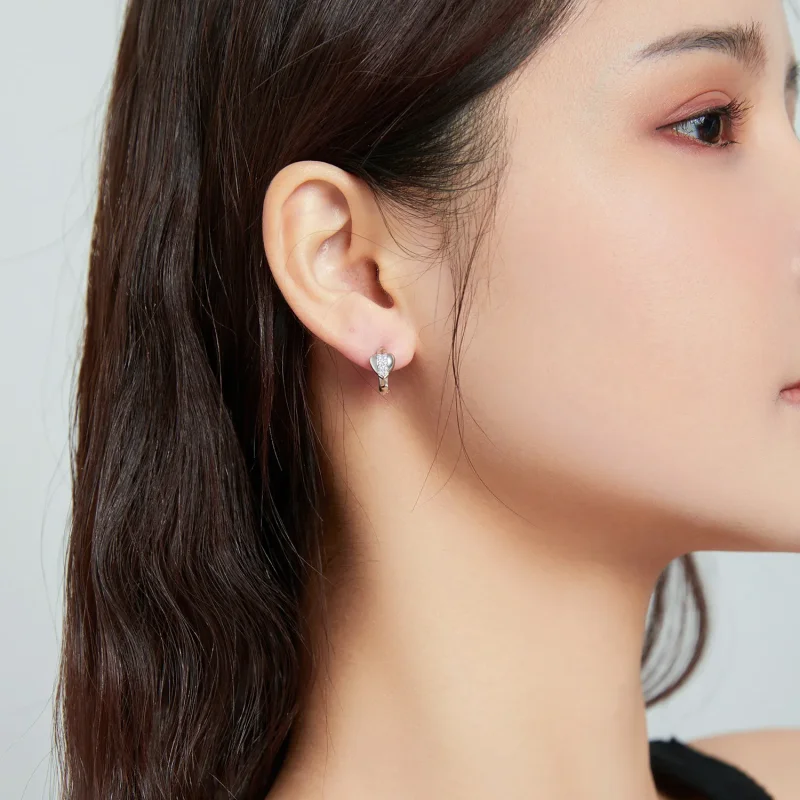 (image for) Pandora Style Silver Bright Love Hoop Earrings - SCE1109 - View 7