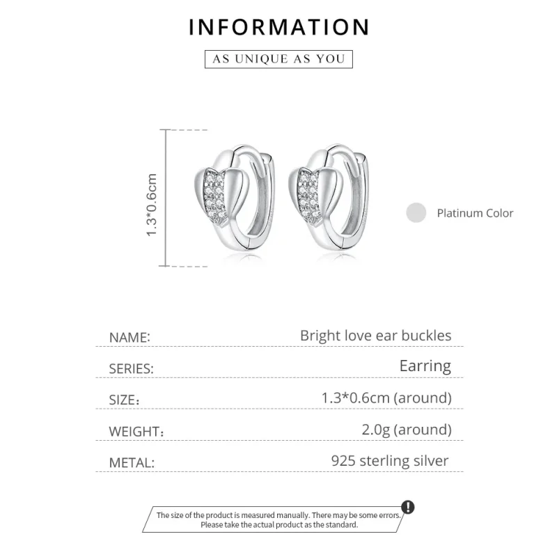 (image for) Pandora Style Silver Bright Love Hoop Earrings - SCE1109 - View 8