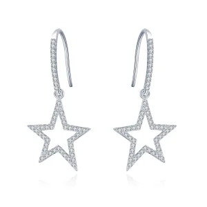 (image for) Pandora Style Silver Bright Star Hanging Earrings - SCE434