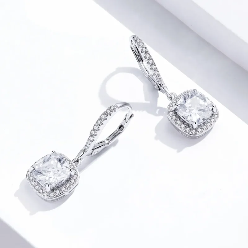 (image for) Pandora Style Silver Bright Time Hanging Earrings - SCE520-1 - View 2