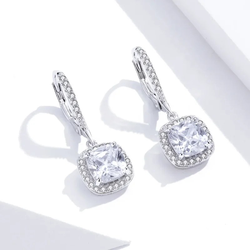 (image for) Pandora Style Silver Bright Time Hanging Earrings - SCE520-1 - View 3
