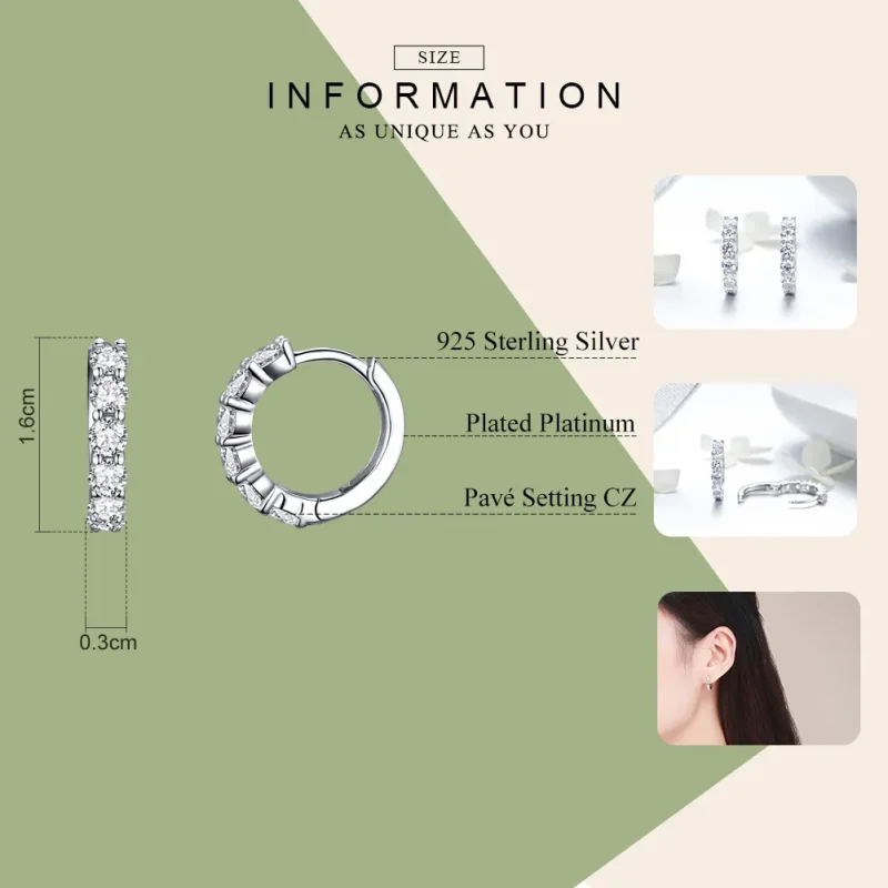 (image for) Pandora Style Silver Bright Time Hoop Earrings - SCE524 - View 3