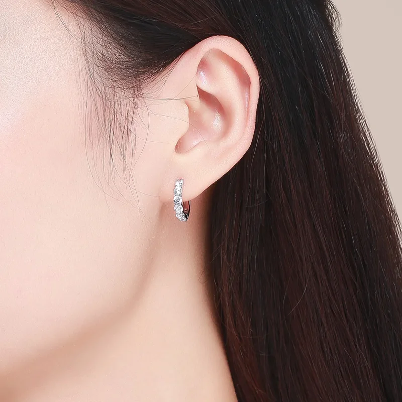 (image for) Pandora Style Silver Bright Time Hoop Earrings - SCE524 - View 4
