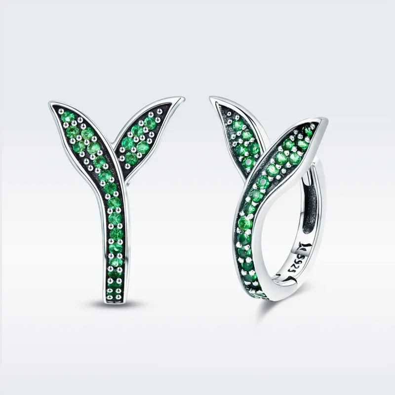 (image for) Pandora Style Silver Buds of Spring Hoop Earrings - SCE295 - View 3