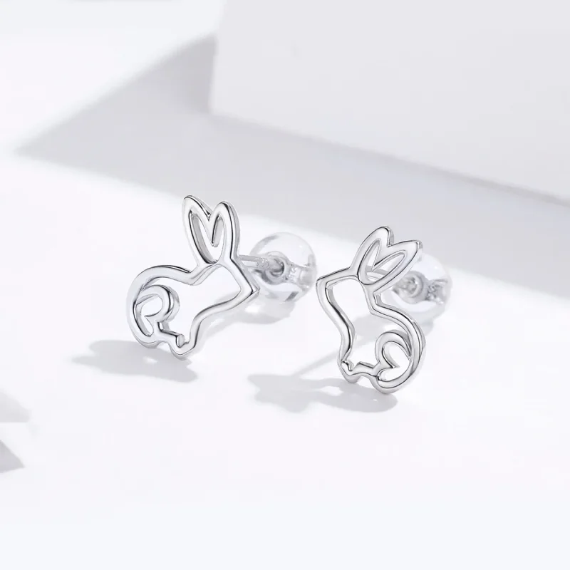 (image for) Pandora Style Silver Bunny Stud Earrings - SCE698 - View 2