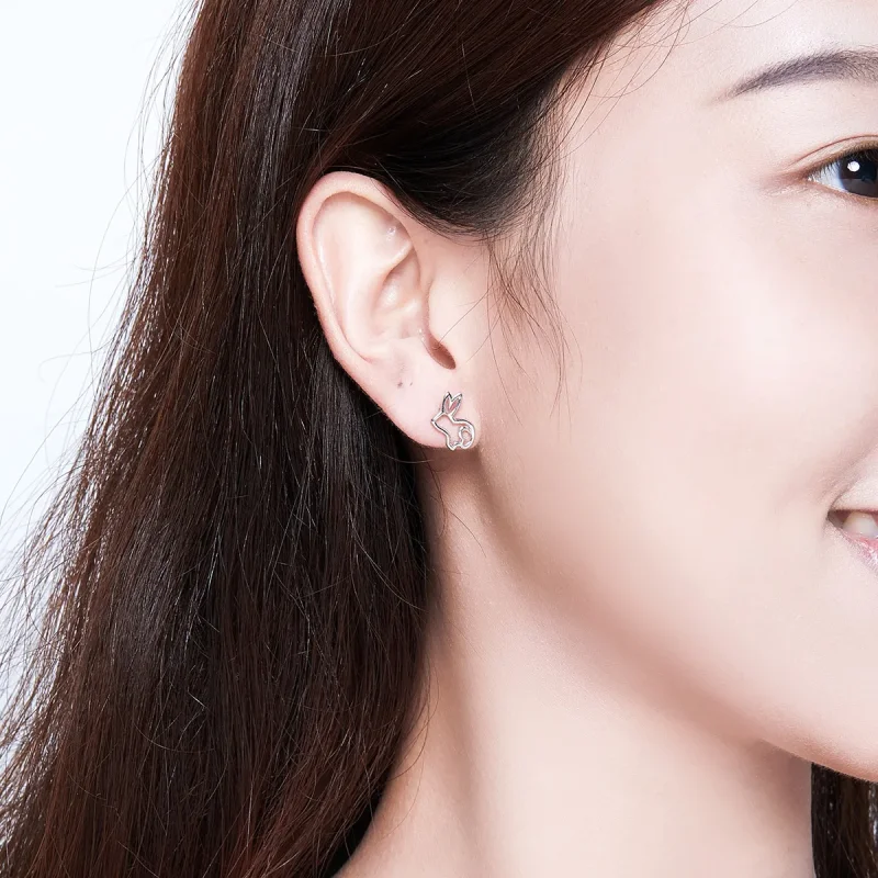 (image for) Pandora Style Silver Bunny Stud Earrings - SCE698 - View 5