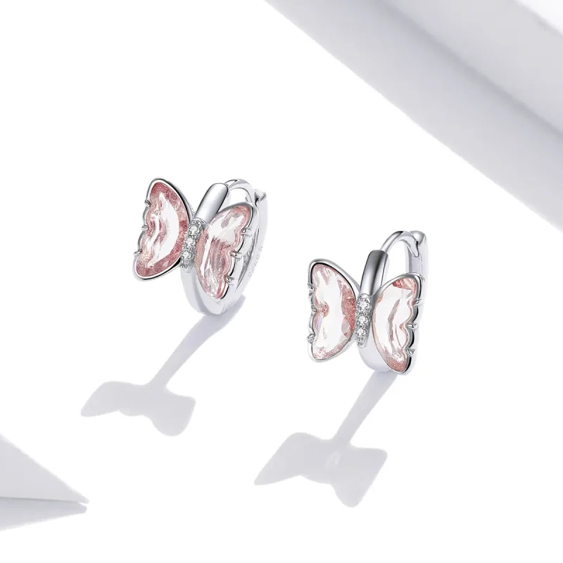 (image for) Pandora Style Silver Butterflies Stud Earrings - SCE1105 - View 2