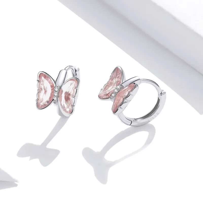 (image for) Pandora Style Silver Butterflies Stud Earrings - SCE1105 - View 3