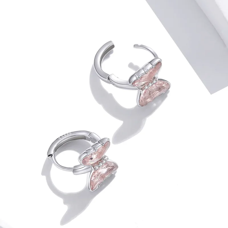 (image for) Pandora Style Silver Butterflies Stud Earrings - SCE1105 - View 4