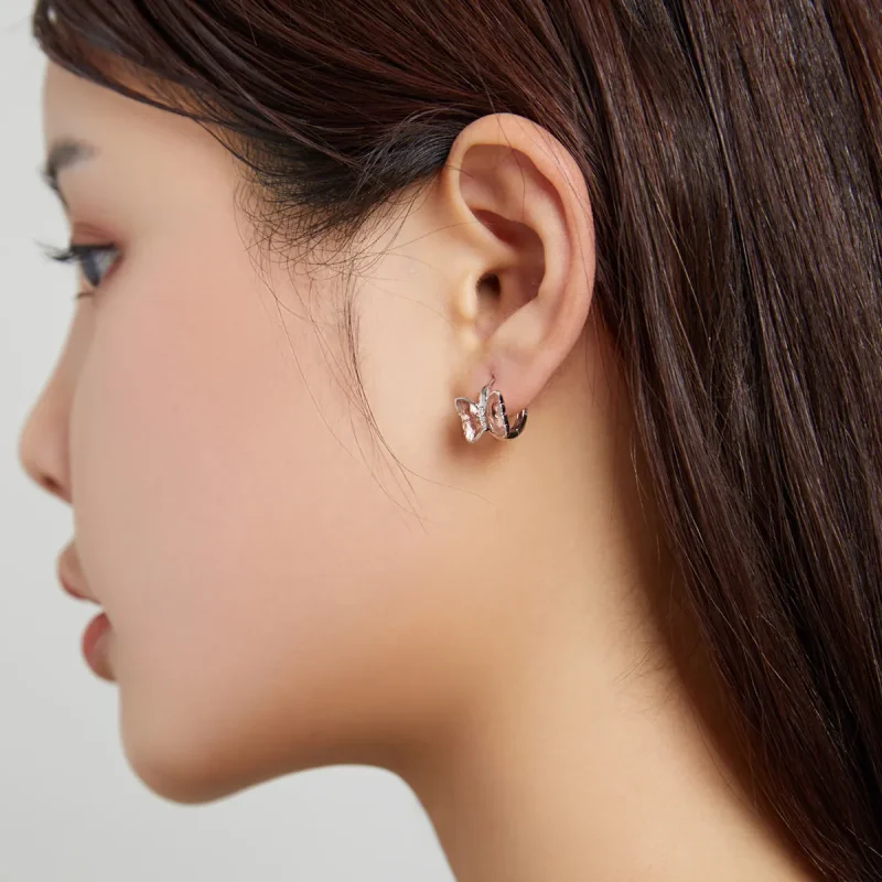 (image for) Pandora Style Silver Butterflies Stud Earrings - SCE1105 - View 6