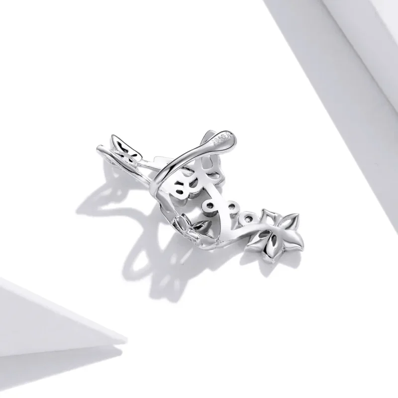(image for) Pandora Style Silver Butterfly And Vine Stud Earrings - SCE1158 - View 4