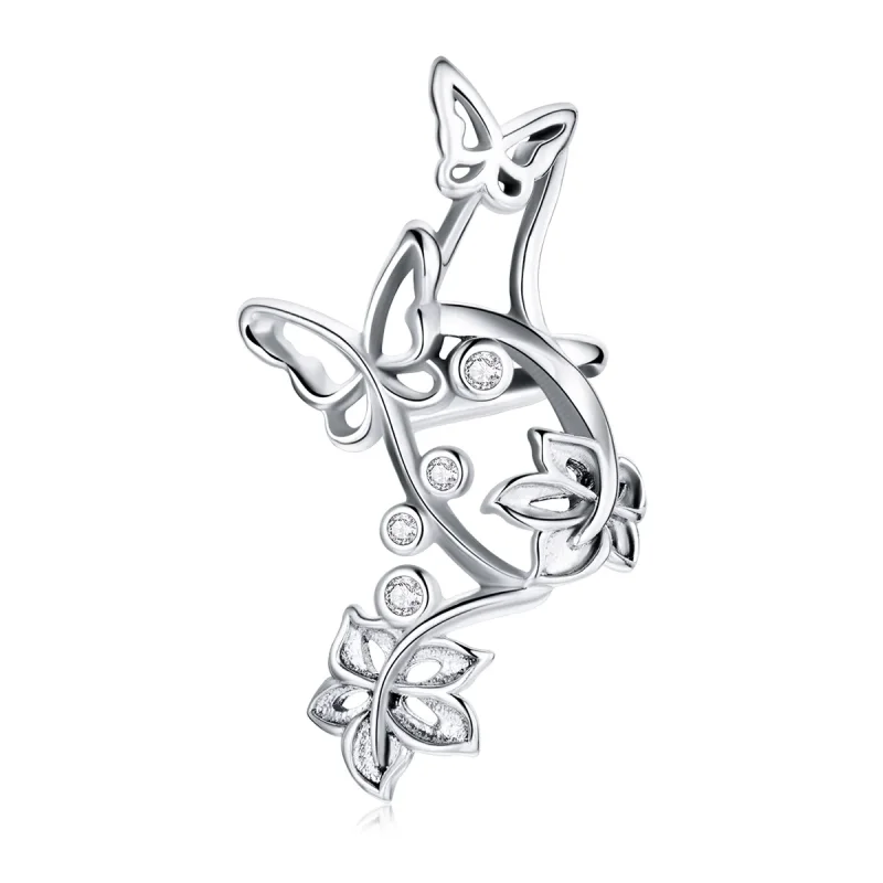 (image for) Pandora Style Silver Butterfly And Vine Stud Earrings - SCE1158