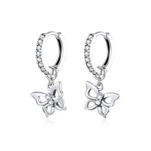 (image for) Pandora Style Silver Butterfly Dangle Earrings - SCE833