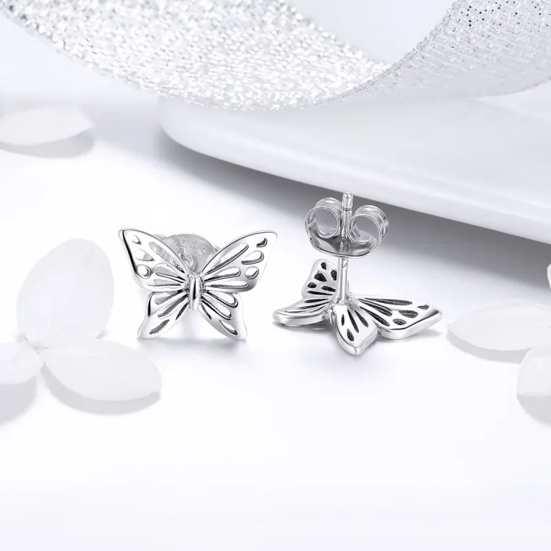 (image for) Pandora Style Silver Butterfly Dream Stud Earrings - SCE452 - View 4