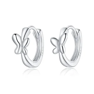 (image for) Pandora Style Silver Butterfly Hoop Earrings - SCE1038
