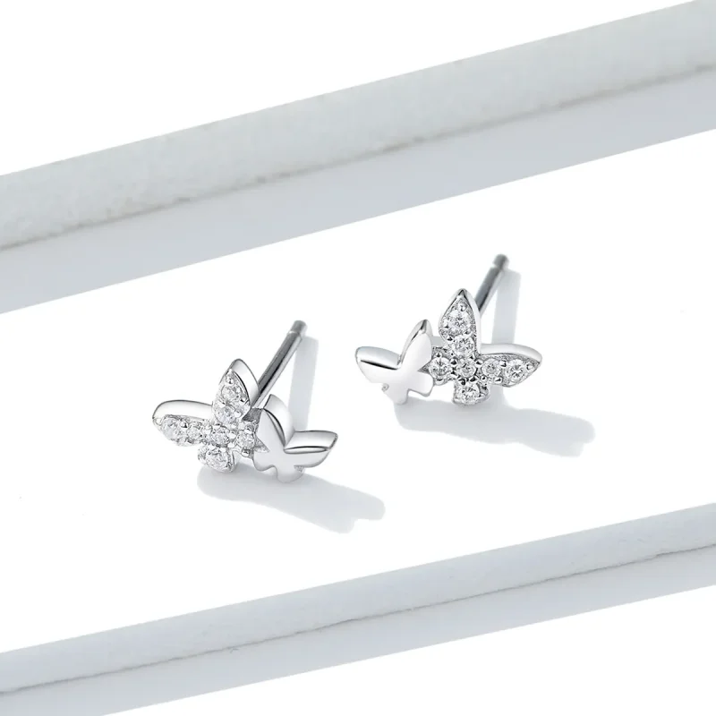 (image for) Pandora Style Silver Butterfly Stud Earrings - BSE236 - View 4