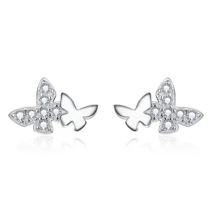 (image for) Pandora Style Silver Butterfly Stud Earrings - BSE236