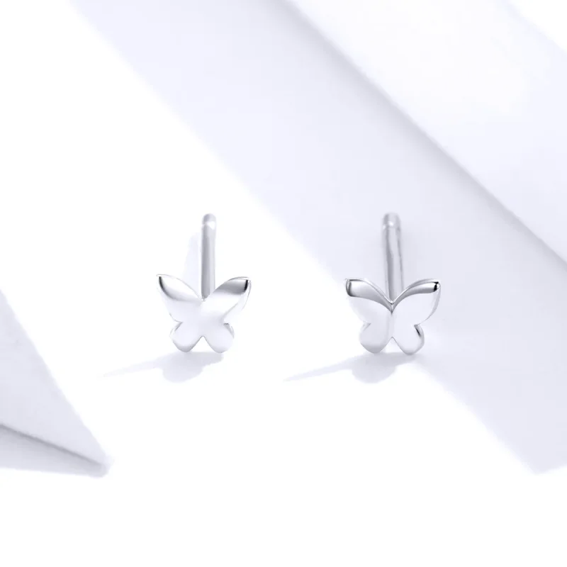 (image for) Pandora Style Silver Butterfly Stud Earrings - SCE775 - View 2