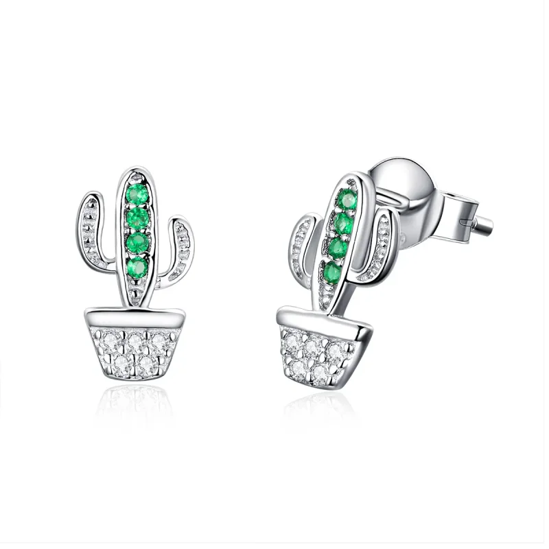 (image for) Pandora Style Silver Cactus Stud Earrings - SCE522