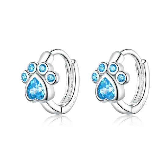 (image for) Pandora Style Silver Caring Dog Paw Hoop Earrings - SCE670
