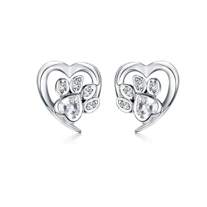 Pandora Style Silver Caring Dog Paw Stud Earrings - SCE654-Wh (image for) Pandora Style Silver Caring Dog Paw Stud Earrings - SCE654-Wh
