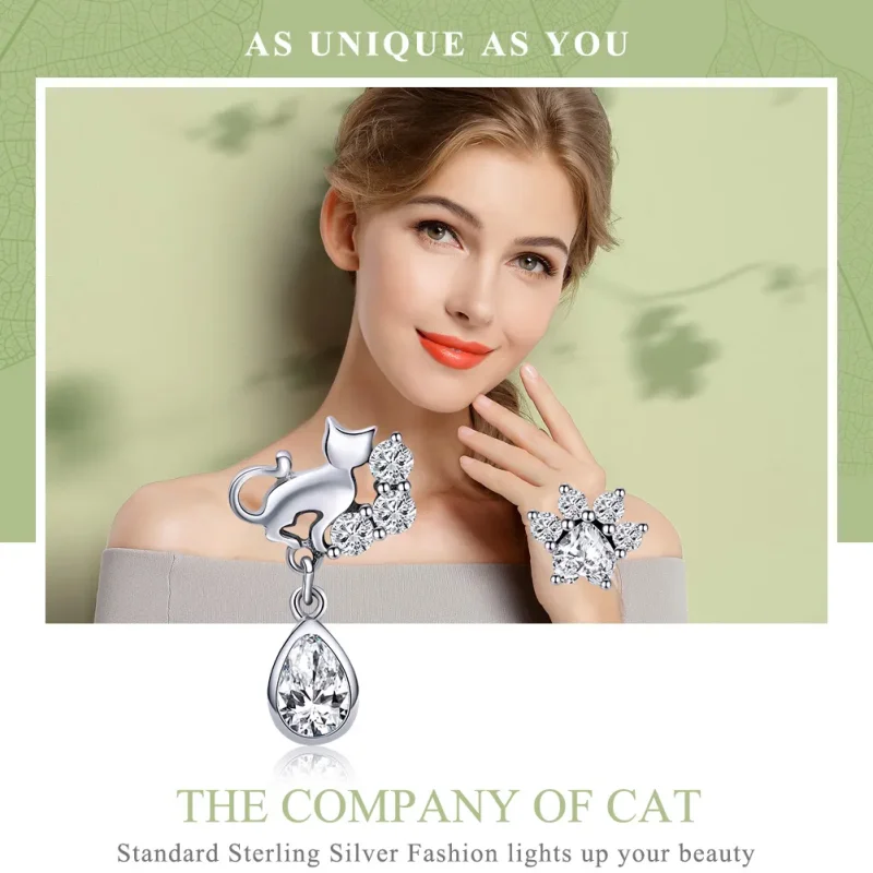 (image for) Pandora Style Silver Cat Companionship Stud Earrings - SCE424 - View 2