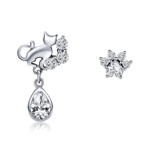 Pandora Style Silver Cat Companionship Stud Earrings - SCE424 (image for) Pandora Style Silver Cat Companionship Stud Earrings - SCE424